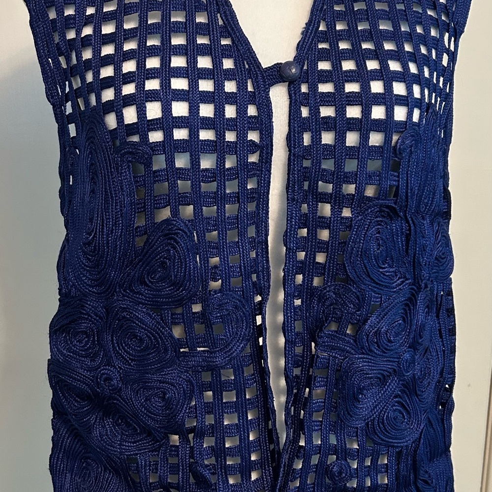 Chic Navy Crochet Vest